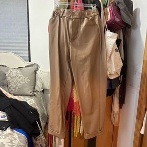 Tan faux leather trousers